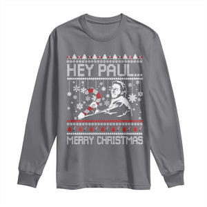 Funny Christmas Psycho Long Sleeve Shirt Hey Paul Merry Christmas Serrial Killer Movie TS11 Charcoal Print Your Wear