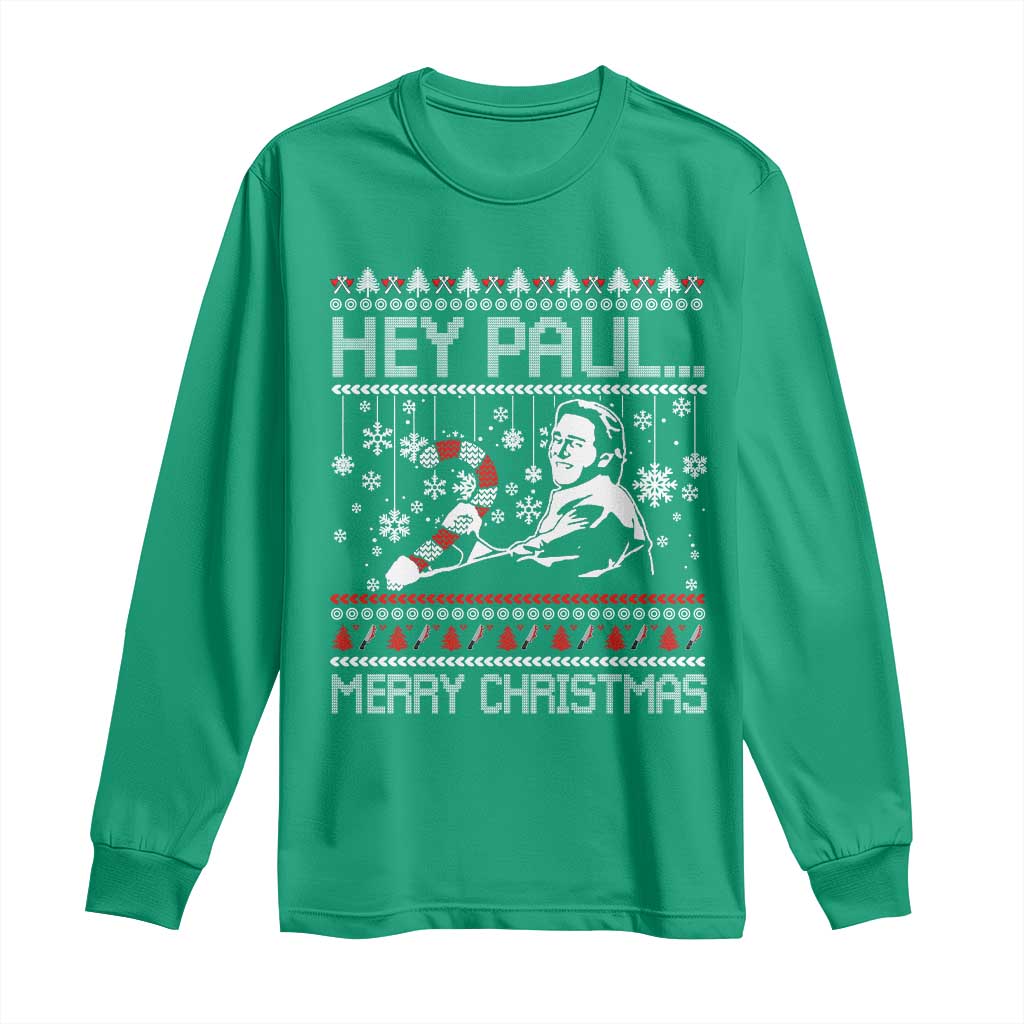 Funny Christmas Psycho Long Sleeve Shirt Hey Paul Merry Christmas Serrial Killer Movie TS11 Irish Green Print Your Wear