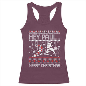 Funny Christmas Psycho Racerback Tank Top Hey Paul Merry Christmas Serrial Killer Movie TS11 Maroon Print Your Wear