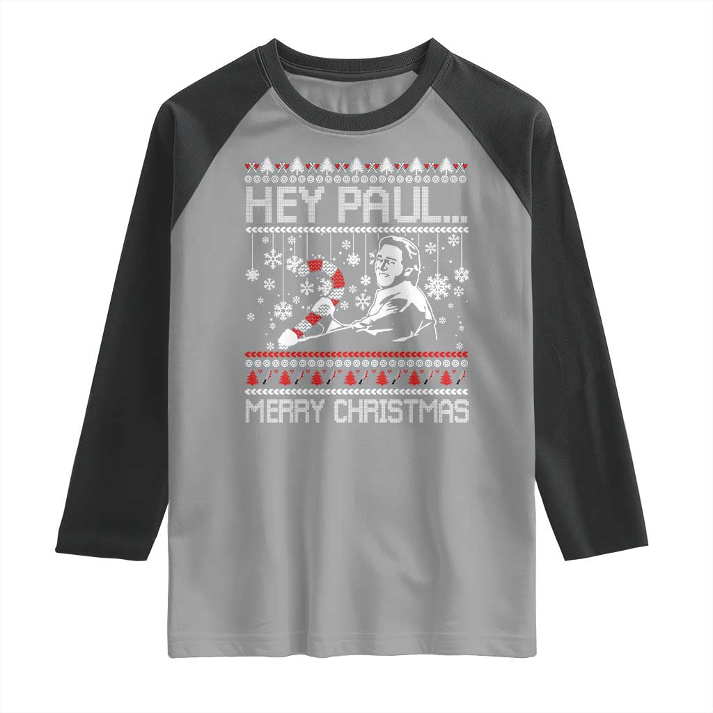 Funny Christmas Psycho Raglan Shirt Hey Paul Merry Christmas Serrial Killer Movie TS11 Sport Gray Black Print Your Wear