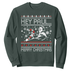Funny Christmas Psycho Sweatshirt Hey Paul Merry Christmas Serrial Killer Movie TS11 Dark Forest Green Print Your Wear