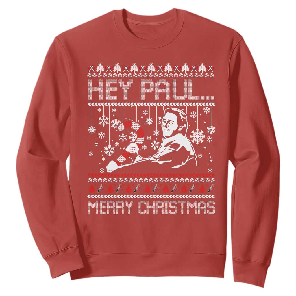 Funny Christmas Psycho Sweatshirt Hey Paul Merry Christmas Serrial Killer Movie TS11 Red Print Your Wear