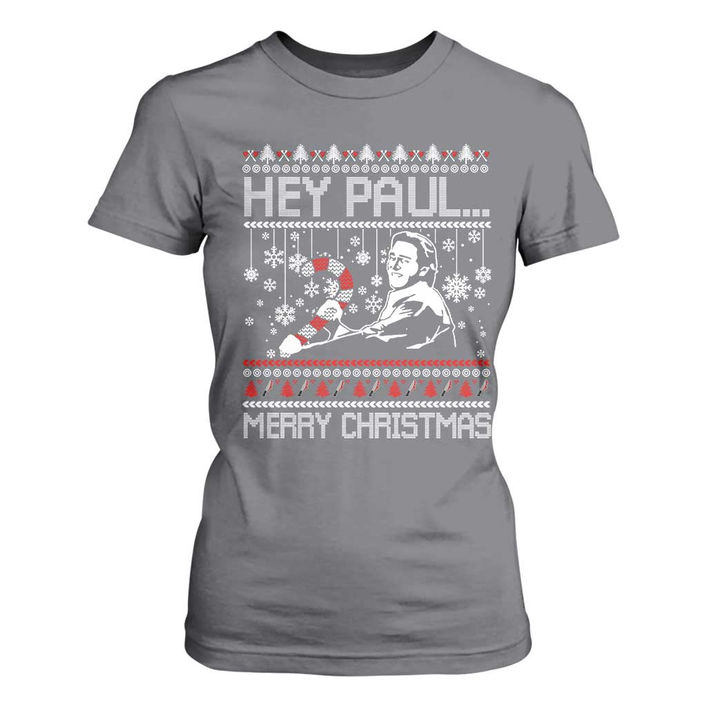 Funny Christmas Psycho T Shirt For Women Hey Paul Merry Christmas Serrial Killer Movie TS11 Charcoal Print Your Wear