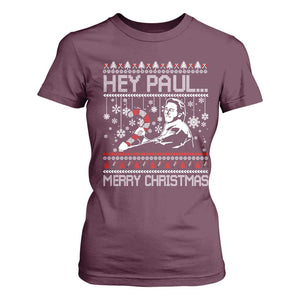 Funny Christmas Psycho T Shirt For Women Hey Paul Merry Christmas Serrial Killer Movie TS11 Maroon Print Your Wear