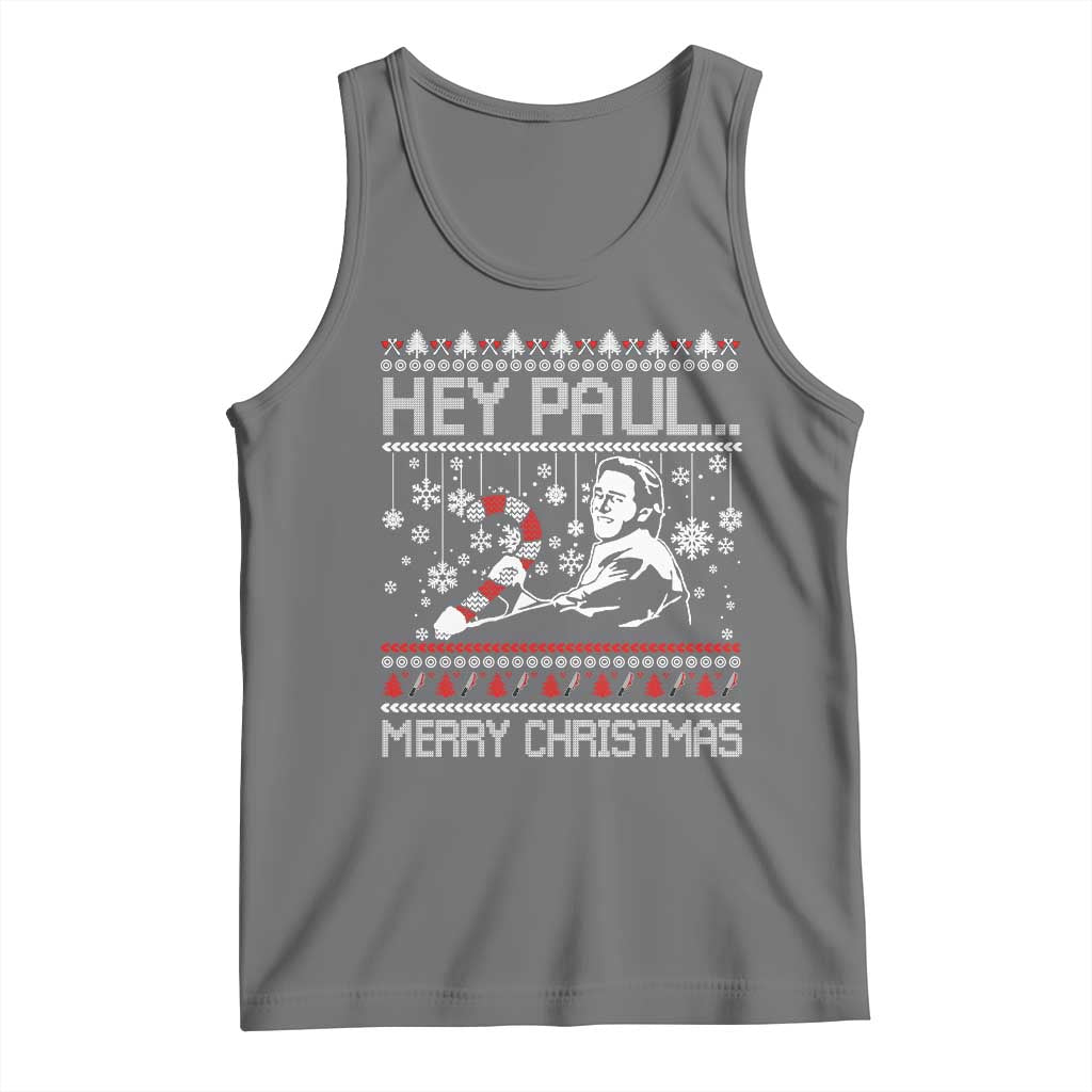 Funny Christmas Psycho Tank Top Hey Paul Merry Christmas Serrial Killer Movie TS11 Black Heather Print Your Wear