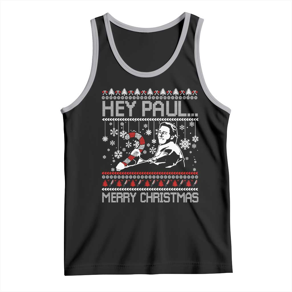 Funny Christmas Psycho Tank Top Hey Paul Merry Christmas Serrial Killer Movie TS11 Black Athletic Heather Print Your Wear