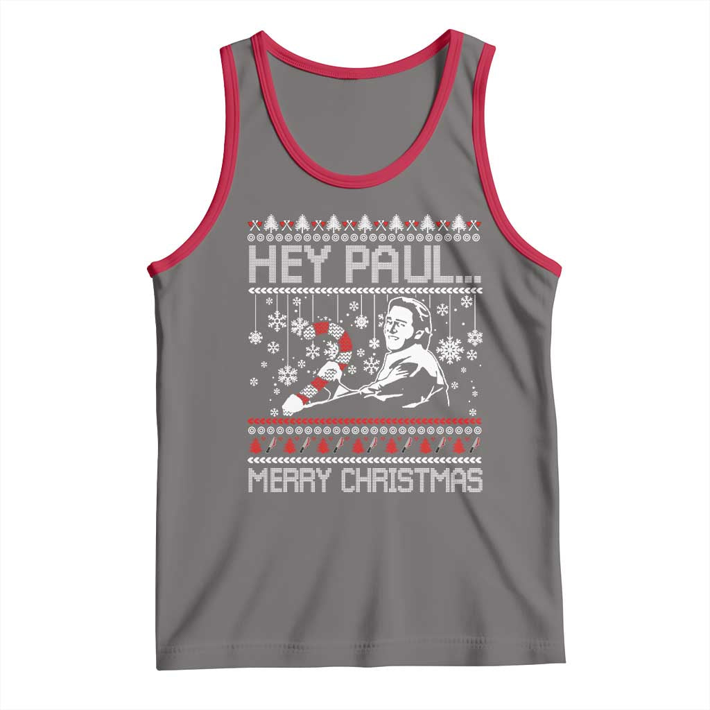 Funny Christmas Psycho Tank Top Hey Paul Merry Christmas Serrial Killer Movie TS11 Deep Heather Red Print Your Wear