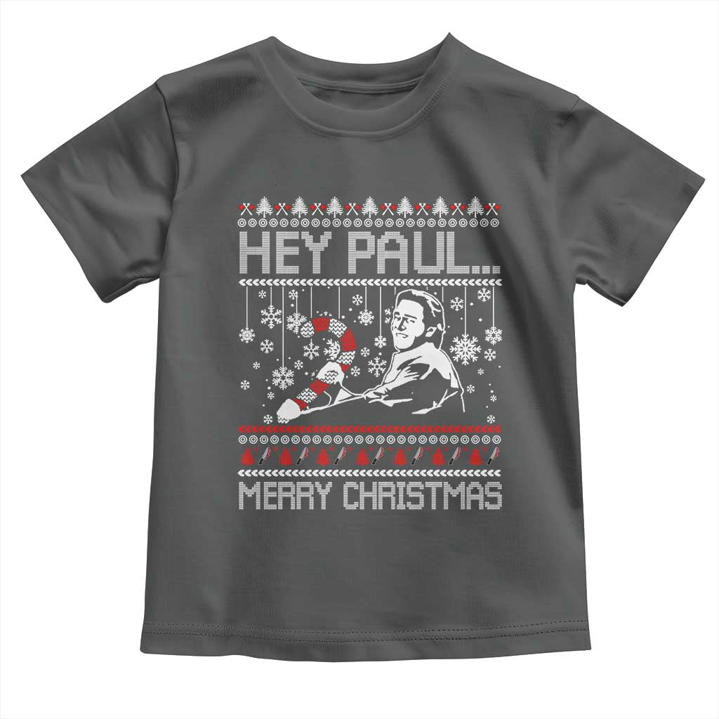 Funny Christmas Psycho Toddler T Shirt Hey Paul Merry Christmas Serrial Killer Movie TS11 Dark Heather Print Your Wear