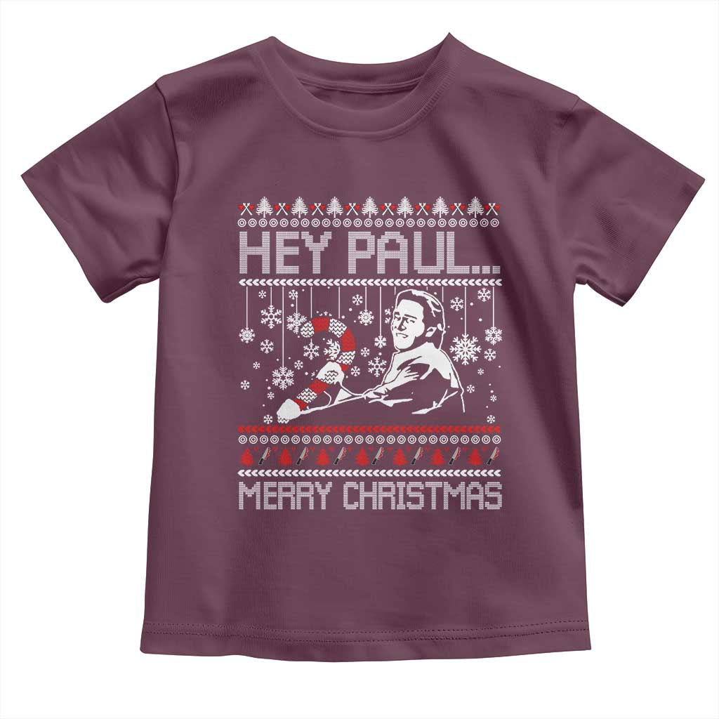 Funny Christmas Psycho Toddler T Shirt Hey Paul Merry Christmas Serrial Killer Movie TS11 Maroon Print Your Wear