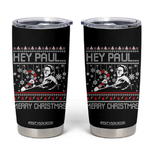 Funny Christmas Psycho Tumbler Cup Hey Paul Merry Christmas Serrial Killer Movie TS11 Black Print Your Wear