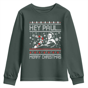 Funny Christmas Psycho Youth Sweatshirt Hey Paul Merry Christmas Serrial Killer Movie TS11 Dark Forest Green Print Your Wear
