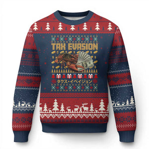 Tax Evasion Lobster Xmas Ugly Christmas Sweater Funny Sarcasm Oddly Specific Meme TS11 Navy Red Print Your Wear