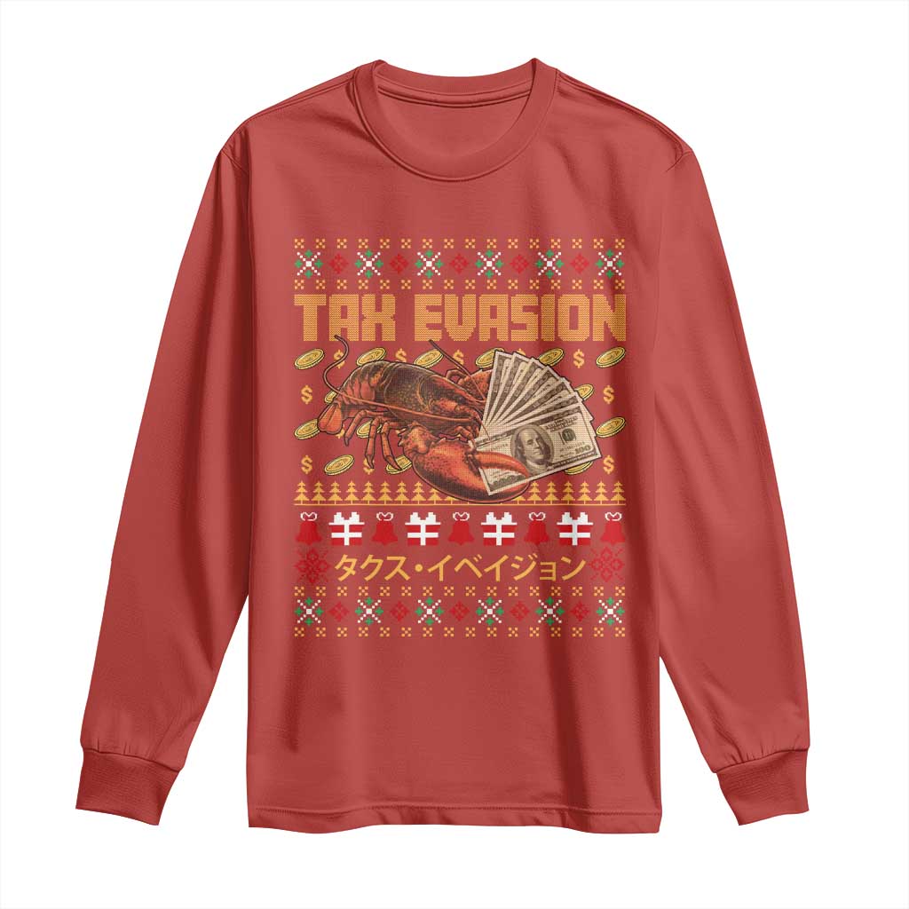 Tax Evasion Lobster Christmas Long Sleeve Shirt Funny Sarcasm Oddly Specific Meme TS11 Red Print Your Wear