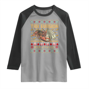Tax Evasion Lobster Christmas Raglan Shirt Funny Sarcasm Oddly Specific Meme TS11 Sport Gray Black Print Your Wear