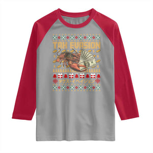 Tax Evasion Lobster Christmas Raglan Shirt Funny Sarcasm Oddly Specific Meme TS11 Sport Gray Red Print Your Wear