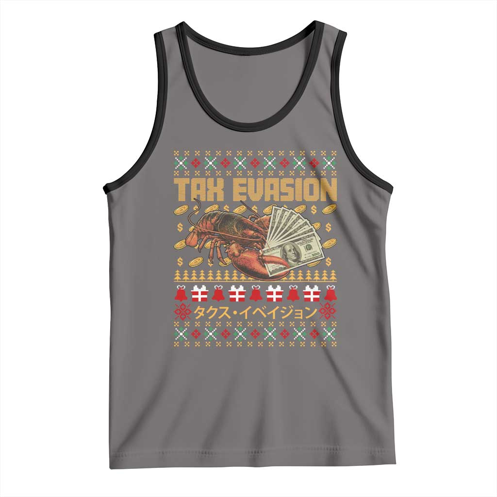 Tax Evasion Lobster Christmas Tank Top Funny Sarcasm Oddly Specific Meme TS11 Deep Heather Black Print Your Wear