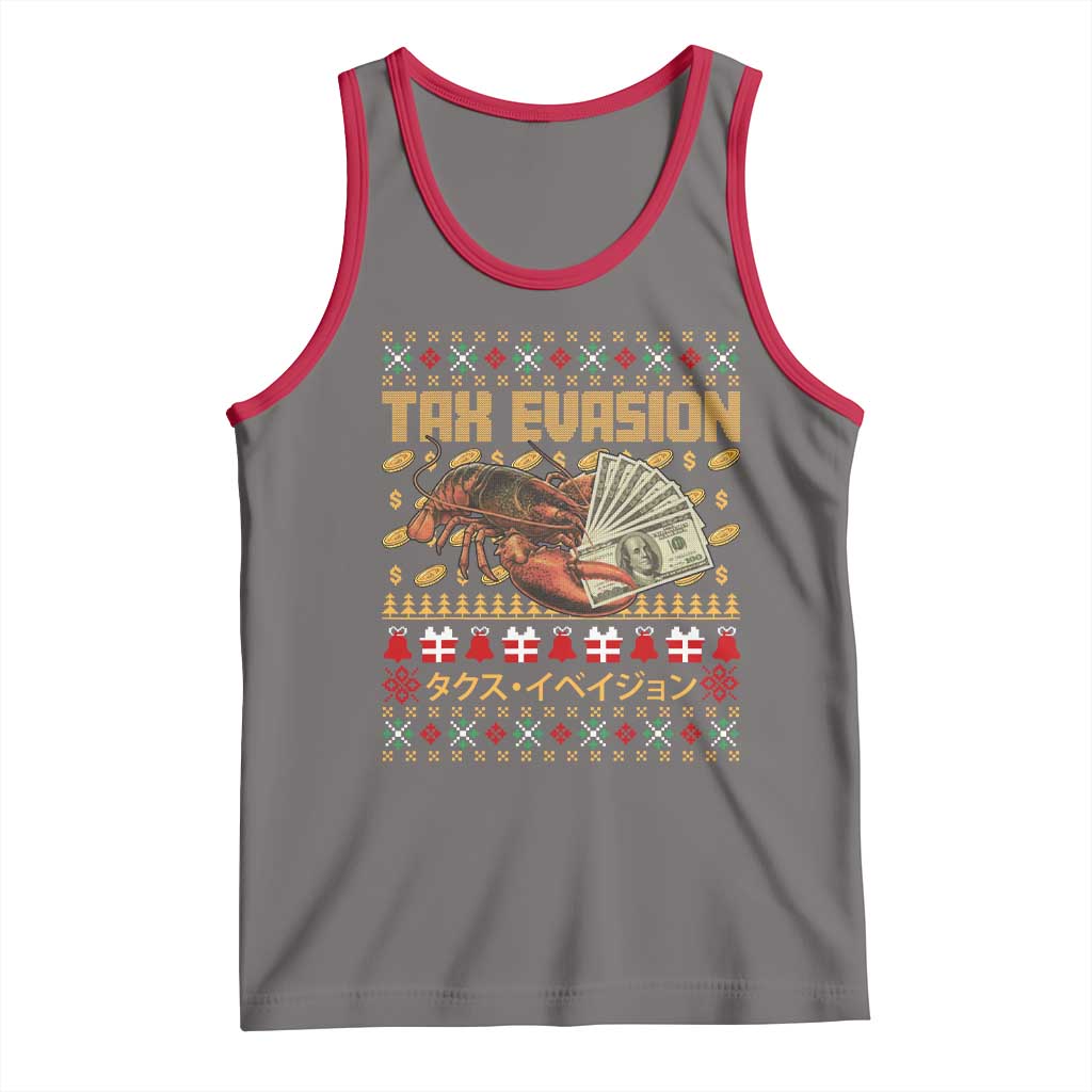 Tax Evasion Lobster Christmas Tank Top Funny Sarcasm Oddly Specific Meme TS11 Deep Heather Red Print Your Wear