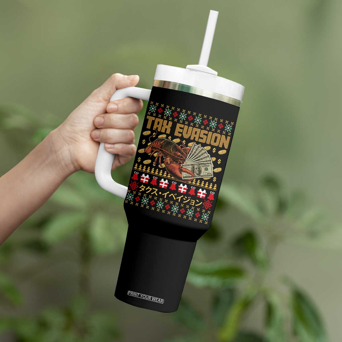 Tax Evasion Lobster Christmas Tumbler With Handle Funny Sarcasm Oddly Specific Meme TS11 Print Your Wear