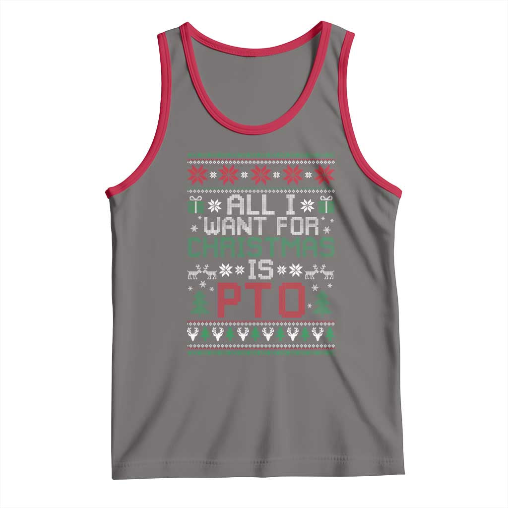 All I Want For Christmas Is PTO Tank Top Funny Office Xmas Holiday Work TS11 Deep Heather Red Print Your Wear