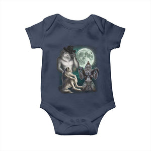 Funny Three Alpha Wolf Howling Moon Baby Onesie Weird Cringe Werewolf Meme TS11 Navy Print Your Wear
