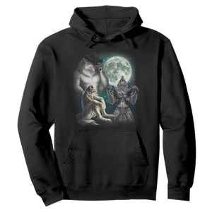Funny Three Alpha Wolf Howling Moon Hoodie Weird Cringe Werewolf Meme TS11 Black Print Your Wear