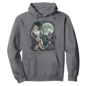 Funny Three Alpha Wolf Howling Moon Hoodie Weird Cringe Werewolf Meme TS11 Charcoal Print Your Wear