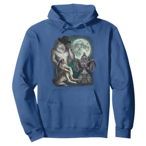 Funny Three Alpha Wolf Howling Moon Hoodie Weird Cringe Werewolf Meme TS11 Royal Blue Print Your Wear