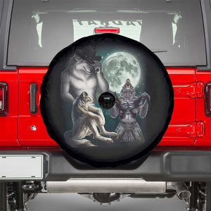 Funny Three Alpha Wolf Howling Moon Spare Tire Cover Weird Cringe Werewolf Meme TS11 Black Print Your Wear