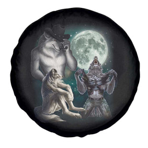 Funny Three Alpha Wolf Howling Moon Spare Tire Cover Weird Cringe Werewolf Meme TS11 Print Your Wear
