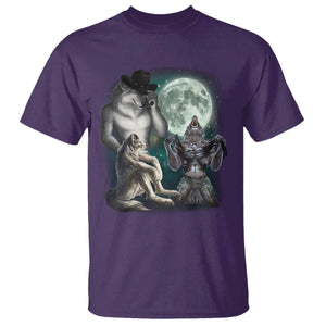 Funny Three Alpha Wolf Howling Moon T Shirt Weird Cringe Werewolf Meme TS11 Purple Print Your Wear