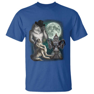 Funny Three Alpha Wolf Howling Moon T Shirt Weird Cringe Werewolf Meme TS11 Royal Blue Print Your Wear
