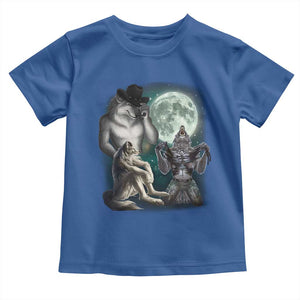 Funny Three Alpha Wolf Howling Moon Toddler T Shirt Weird Cringe Werewolf Meme TS11 Royal Blue Print Your Wear