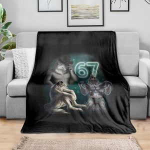 Funny 67 Alpha Wolf Throw Blanket Cringe Werewolf Howling Six Seven Meme TS11 Print Your Wear