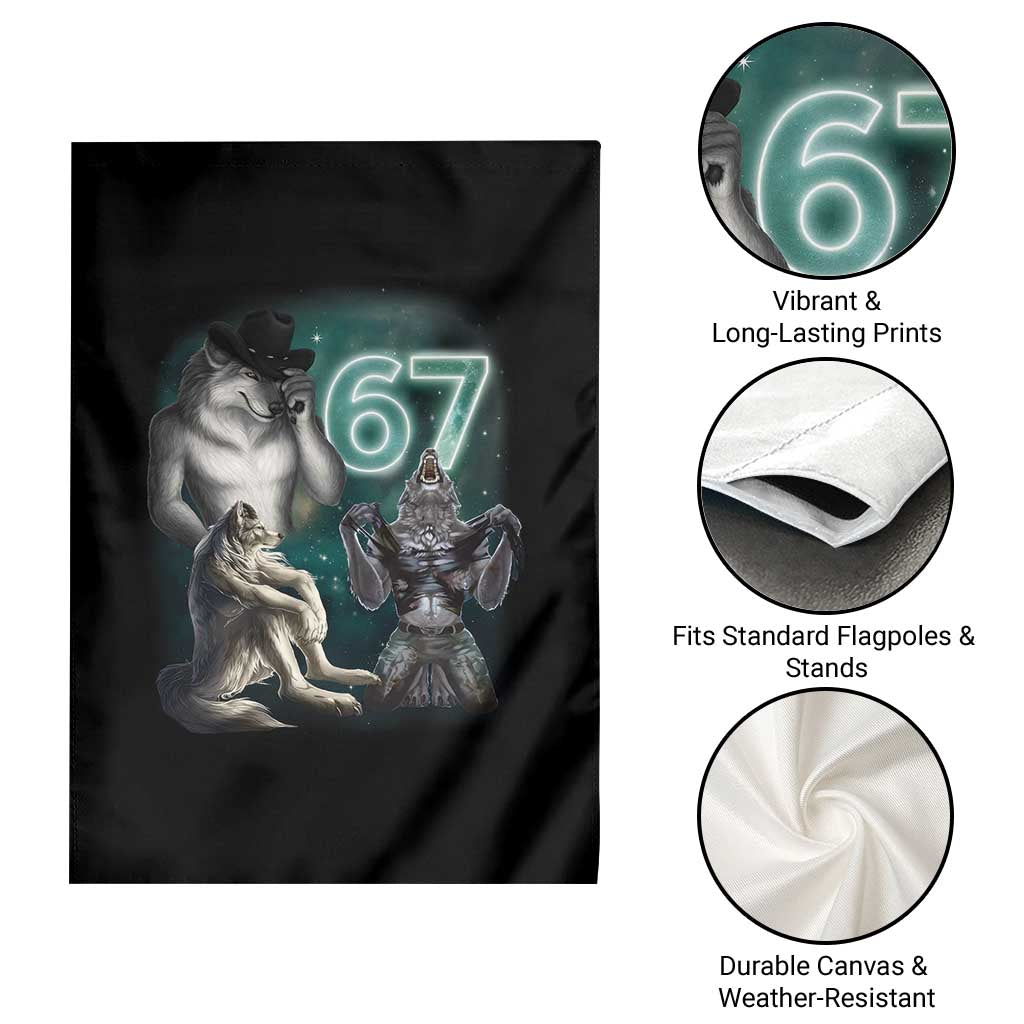 Funny 67 Alpha Wolf Garden Flag Cringe Werewolf Howling Six Seven Meme TS11 Print Your Wear