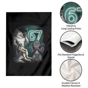 Funny 67 Alpha Wolf Garden Flag Cringe Werewolf Howling Six Seven Meme TS11 Print Your Wear