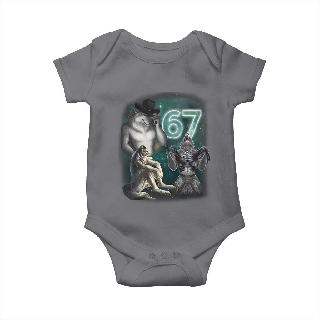 Funny 67 Alpha Wolf Baby Onesie Cringe Werewolf Howling Six Seven Meme TS11 Charcoal Print Your Wear