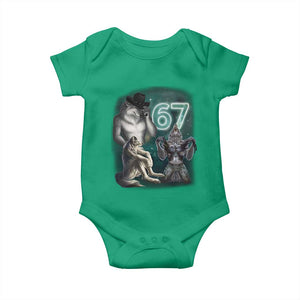 Funny 67 Alpha Wolf Baby Onesie Cringe Werewolf Howling Six Seven Meme TS11 Irish Green Print Your Wear