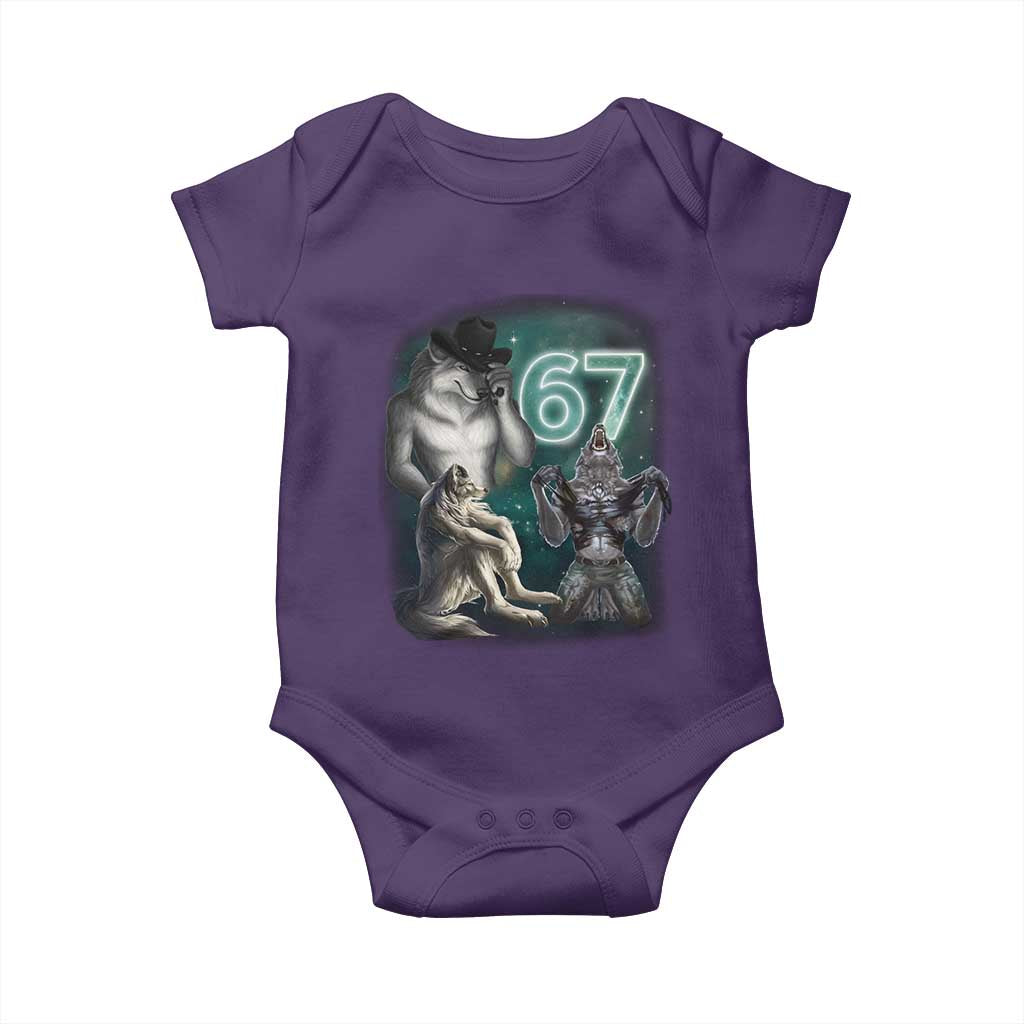 Funny 67 Alpha Wolf Baby Onesie Cringe Werewolf Howling Six Seven Meme TS11 Purple Print Your Wear
