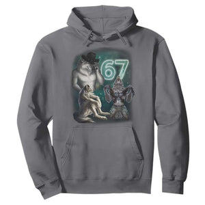 Funny 67 Alpha Wolf Hoodie Cringe Werewolf Howling Six Seven Meme TS11 Charcoal Print Your Wear