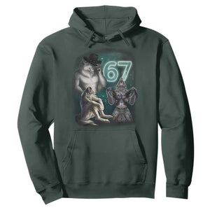Funny 67 Alpha Wolf Hoodie Cringe Werewolf Howling Six Seven Meme TS11 Dark Forest Green Print Your Wear