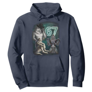 Funny 67 Alpha Wolf Hoodie Cringe Werewolf Howling Six Seven Meme TS11 Navy Print Your Wear