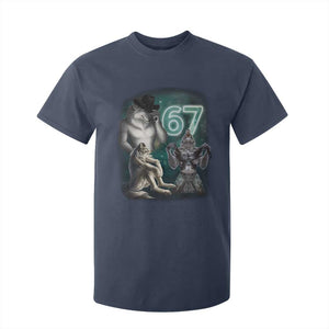 Funny 67 Alpha Wolf T Shirt For Kid Cringe Werewolf Howling Six Seven Meme TS11 Navy Print Your Wear