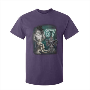 Funny 67 Alpha Wolf T Shirt For Kid Cringe Werewolf Howling Six Seven Meme TS11 Purple Print Your Wear