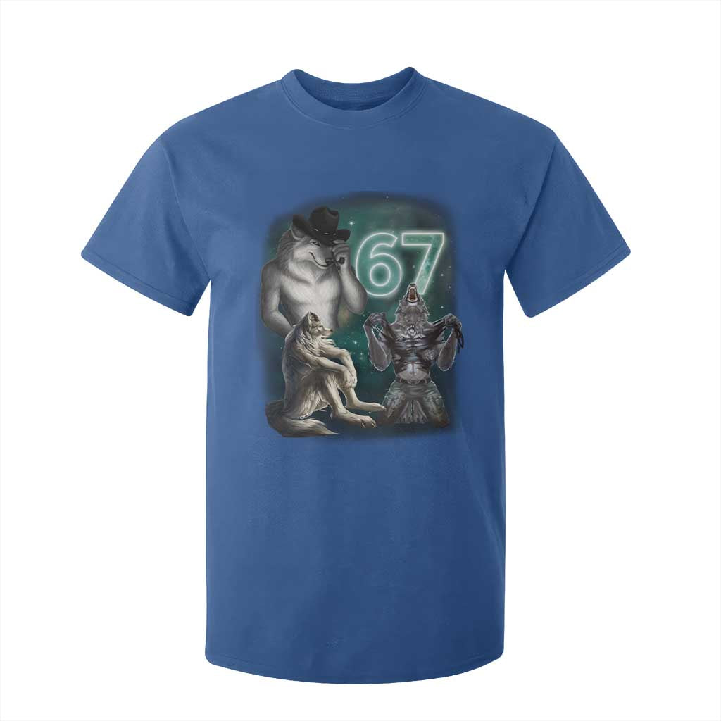 Funny 67 Alpha Wolf T Shirt For Kid Cringe Werewolf Howling Six Seven Meme TS11 Royal Blue Print Your Wear