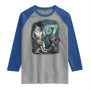 Funny 67 Alpha Wolf Raglan Shirt Cringe Werewolf Howling Six Seven Meme TS11 Sport Gray Royal Print Your Wear