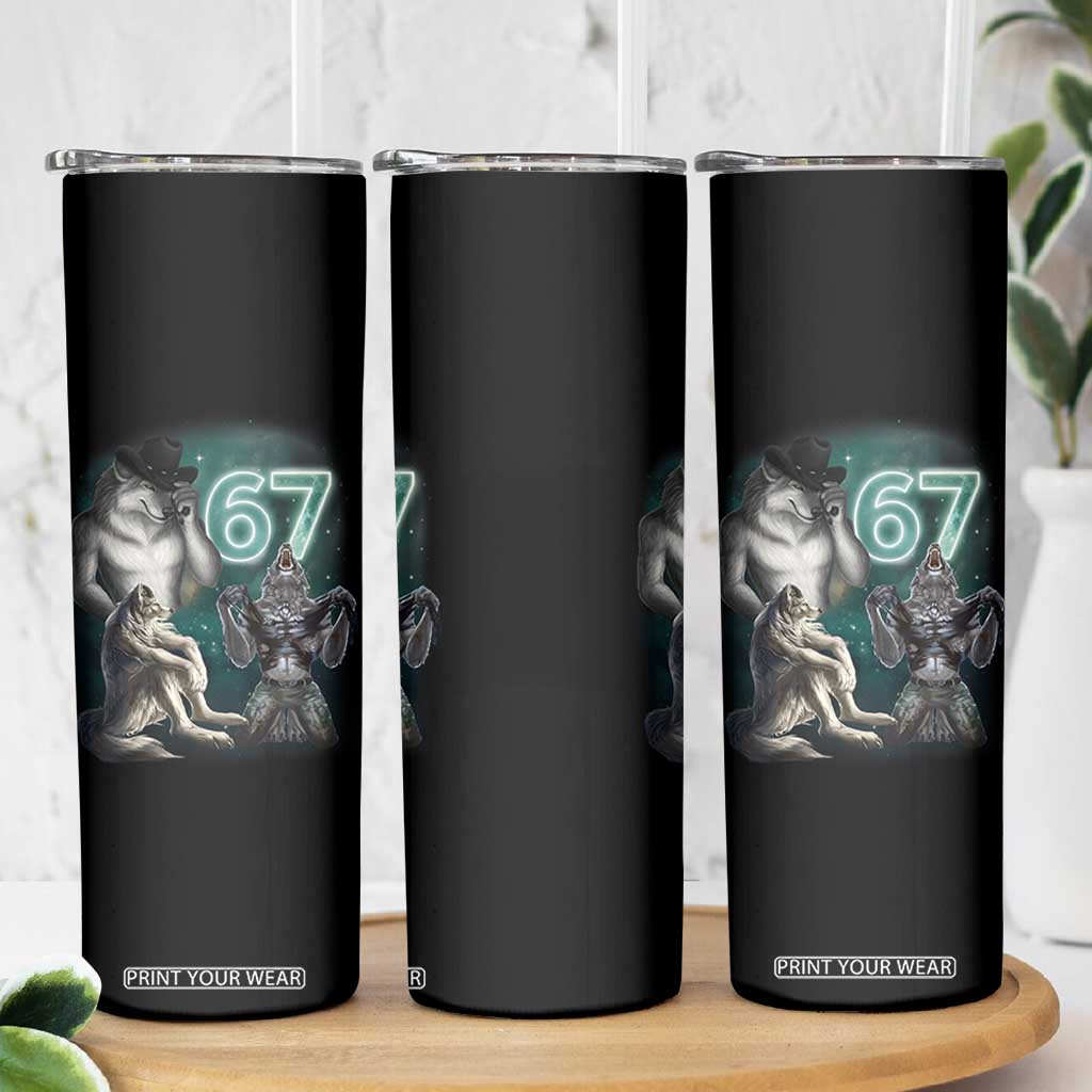 Funny 67 Alpha Wolf Skinny Tumbler Cringe Werewolf Howling Six Seven Meme TS11 Print Your Wear