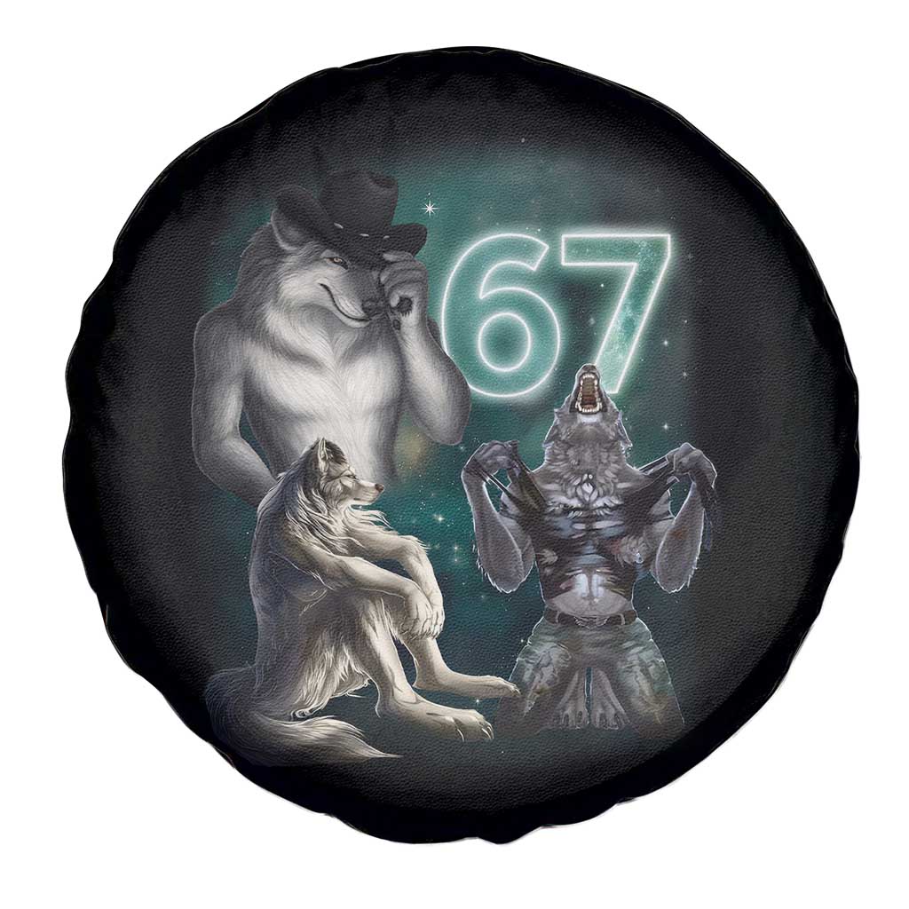 Funny 67 Alpha Wolf Spare Tire Cover Cringe Werewolf Howling Six Seven Meme TS11 Print Your Wear
