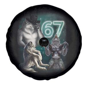 Funny 67 Alpha Wolf Spare Tire Cover Cringe Werewolf Howling Six Seven Meme TS11 Print Your Wear