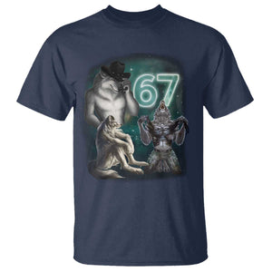Funny 67 Alpha Wolf T Shirt Cringe Werewolf Howling Six Seven Meme TS11 Navy Print Your Wear