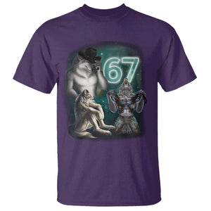 Funny 67 Alpha Wolf T Shirt Cringe Werewolf Howling Six Seven Meme TS11 Purple Print Your Wear